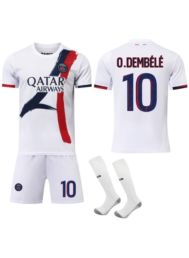 PSG 2024-2025 باريس بعيدا زي كرة القدم #10 يا ديمبيلي كرة القدم جيرسي السراويل الجوارب مجموعة الأطفال حجم والكبار حجم الهدايا للجماهير والأصدقاء - Image 1